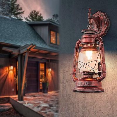 Laternenwandlampe im Landhausstil Retro-Installationswandlampe mit Glasschirm, geeignet für Schlafzimmer im Dachgeschoss, Bauernhaus, 7 Zoll tief x 15 Zoll hoch