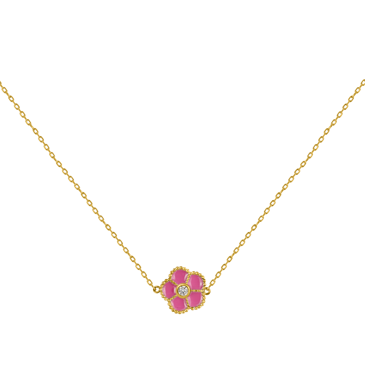 Jacques Lemans Kette Blume Sterlingsilber vergoldet mit Emaille/Zirkonia