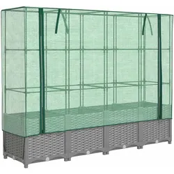 vidaXL Hochbeet mit Gewächshaus-Aufsatz Rattan-Optik 160x40x138 cm