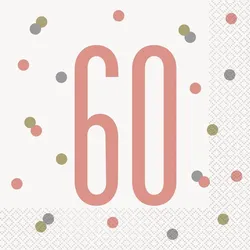 16 Servietten 60. Geburtstag roségold