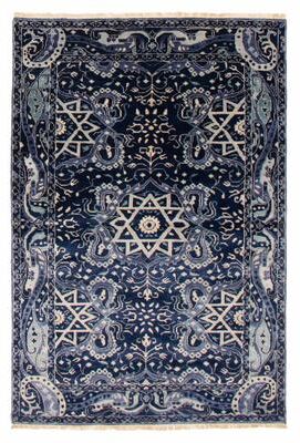 ECARPETGALLERY Hand-knotted Finest Agra Jaipur Dark Navy Wool Rug - 5'4 x 8'1