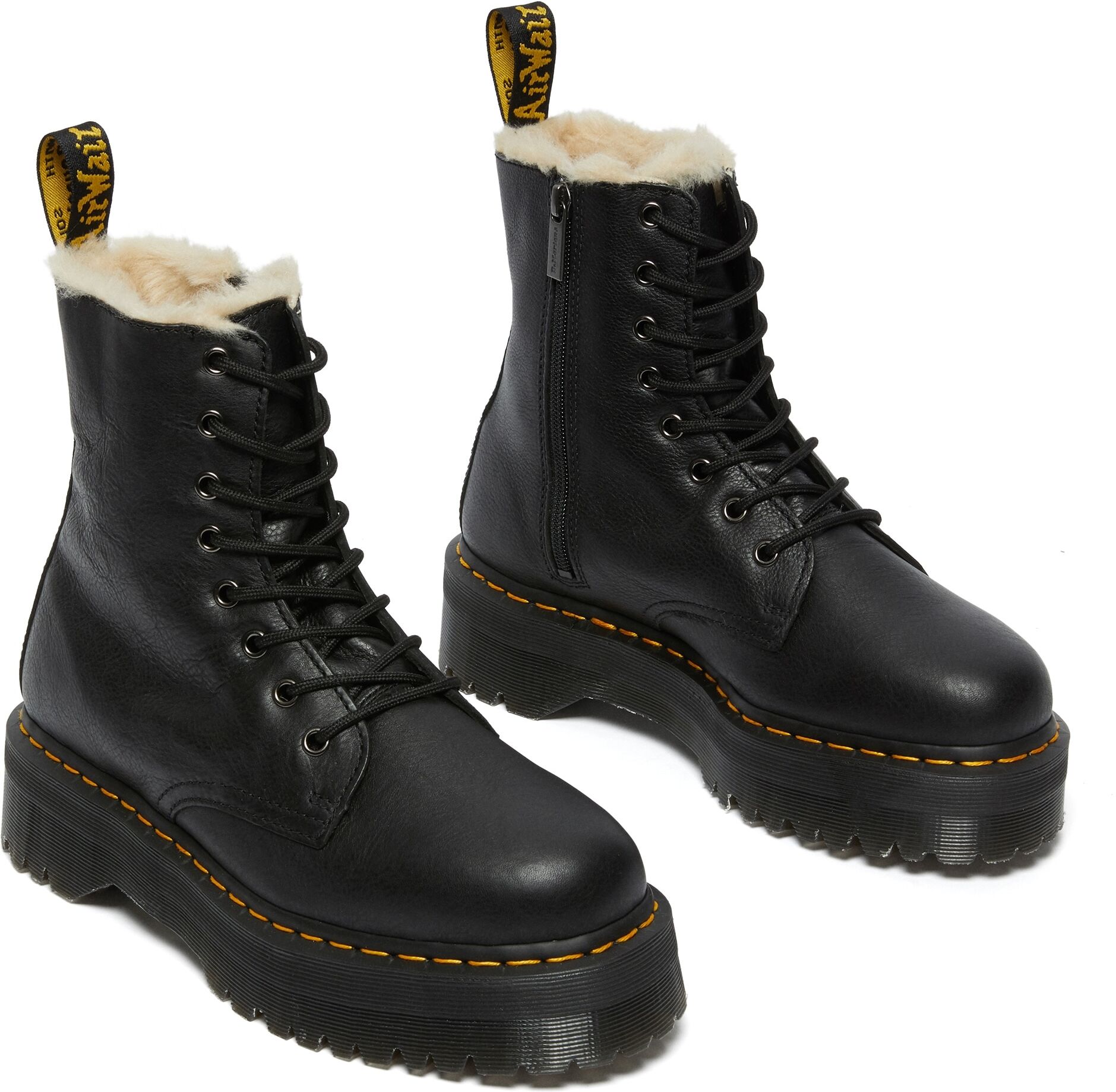 Winterboots DR. MARTENS "Jadon FL", Damen, Gr. 43, Warmfutter, schwarz, Leder, unifarben, Schuhe Winterboots, Plateauboots, Chunky Boot mit Warmfutter
