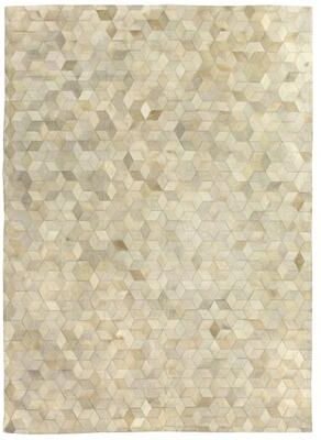 Exquisite Rugs Stitched Blocks Ivory Leather Hair-on-hide Rug (9'6 x 13'6). - 9'6'' x 13'6''