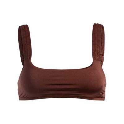 Bandeau-Bikini-Top ROXY "Silky Island", Damen, Gr. XS, braun (root beer), Obermaterial:85% Nylon, 15% Elasthan., Bikini-Oberteile