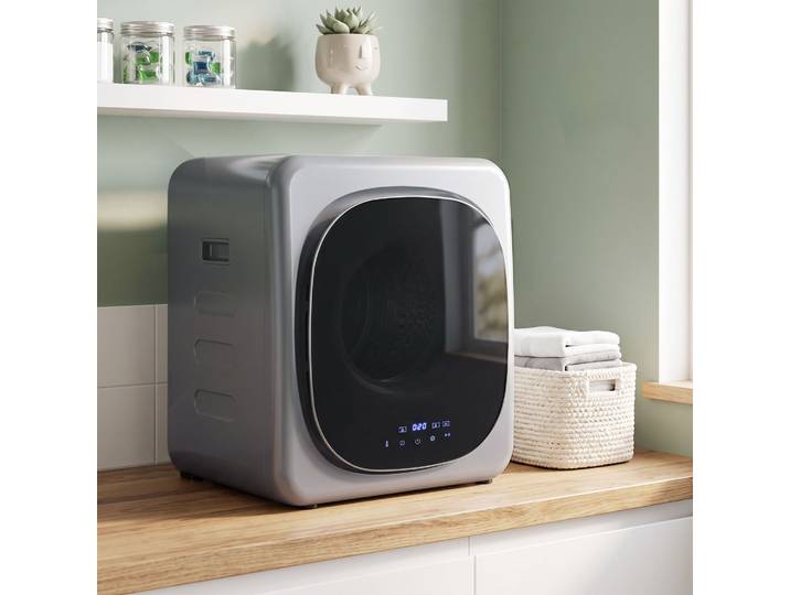 HOMCOM Sèche-linge Compact 4kg Tambour Inox Mode Intelligent Argent