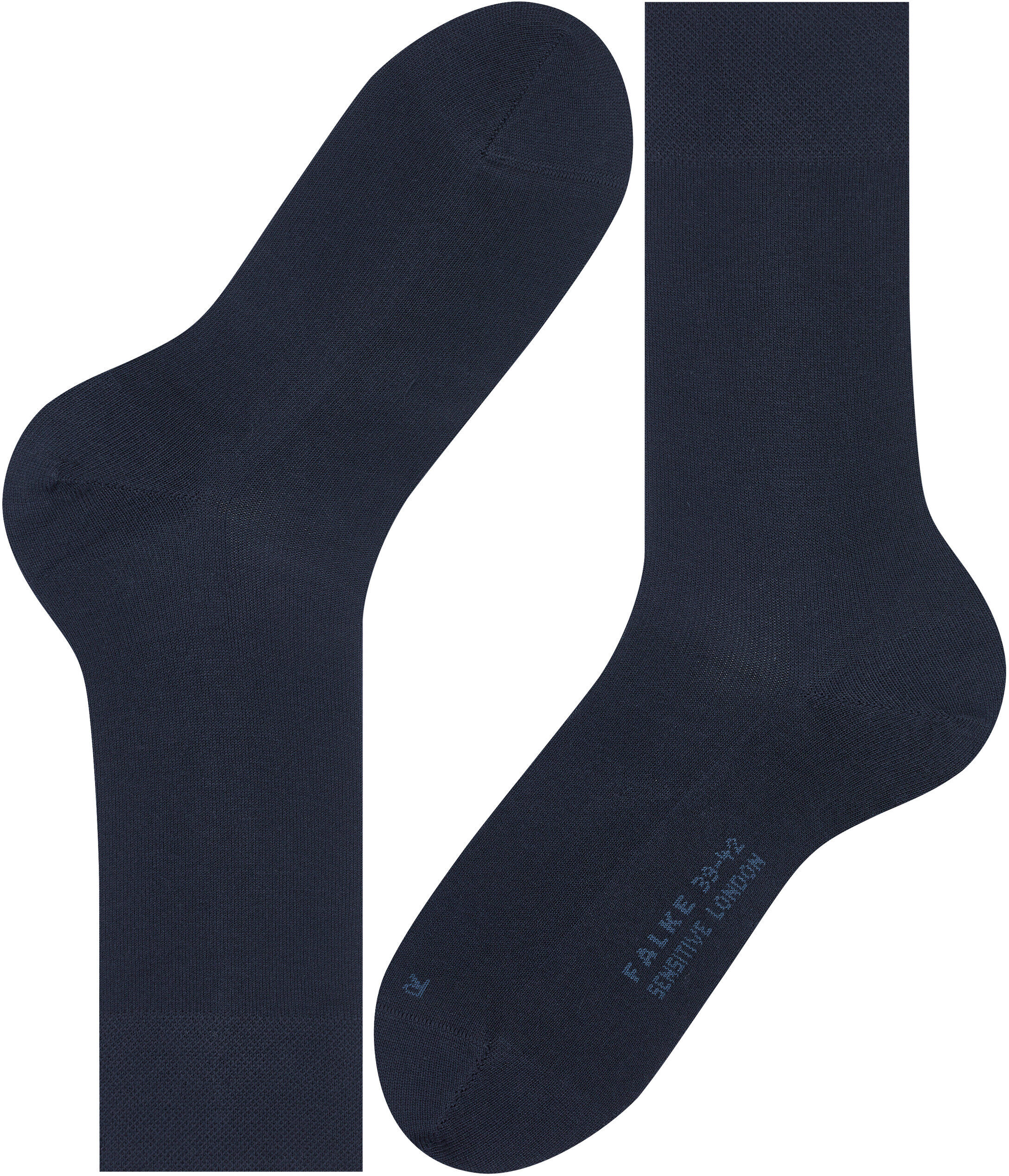 Socken FALKE "Sensitive London", Herren, Gr. 43-46, blau (schwarz navy), Baumwollmischung, unifarben, normal, Socken Socken, weicher Komfortbund, druckfreier Sitz, atmungsaktiv schwarz navy 43-46