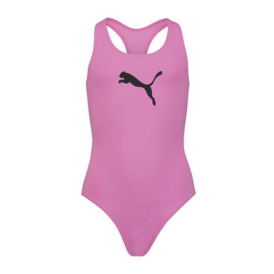 Badeanzug PUMA "PUMA SWIM GIRLS RACERBACK SWIMSUIT", Kinder, Gr. 128, N-Gr, pink (opera mauve), Obermaterial: 80% Polyamid, 20% Elasthan, Badeanzüge Badeanzug, Racerback-Passform