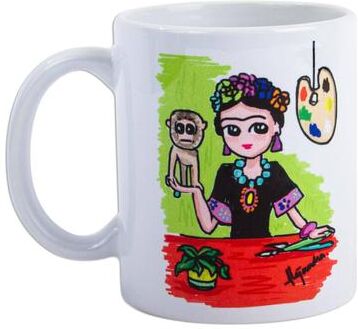 Novica Handmade Frida With Monkey Ceramic Mug