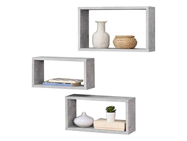 [en.casa] Wandregal Mandal 3er Set Regale in verschiedenen Größen Spanplatte Betonoptik