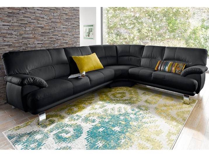 TRENDMANUFAKTUR Ecksofa Cecilia in italienischem Design, modern und komfortabel, L-Form, bequeme Armlehnen, mit langem Schenkel