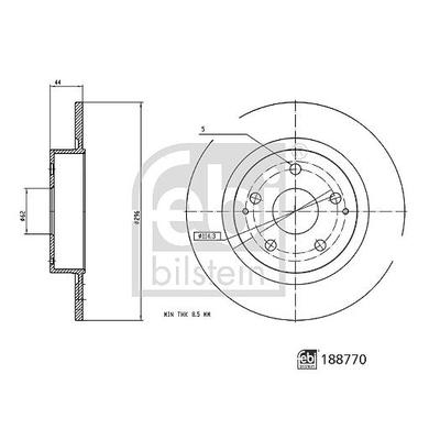 Febi Bilstein Bremsscheibe [Hersteller-Nr. 188770] für Toyota