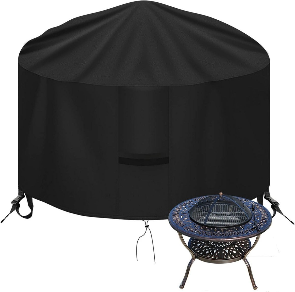Waterdichte Vuurkorf Cover 80cm - Zwart, Anti-Uv en Duurzaam Oxford Stof
