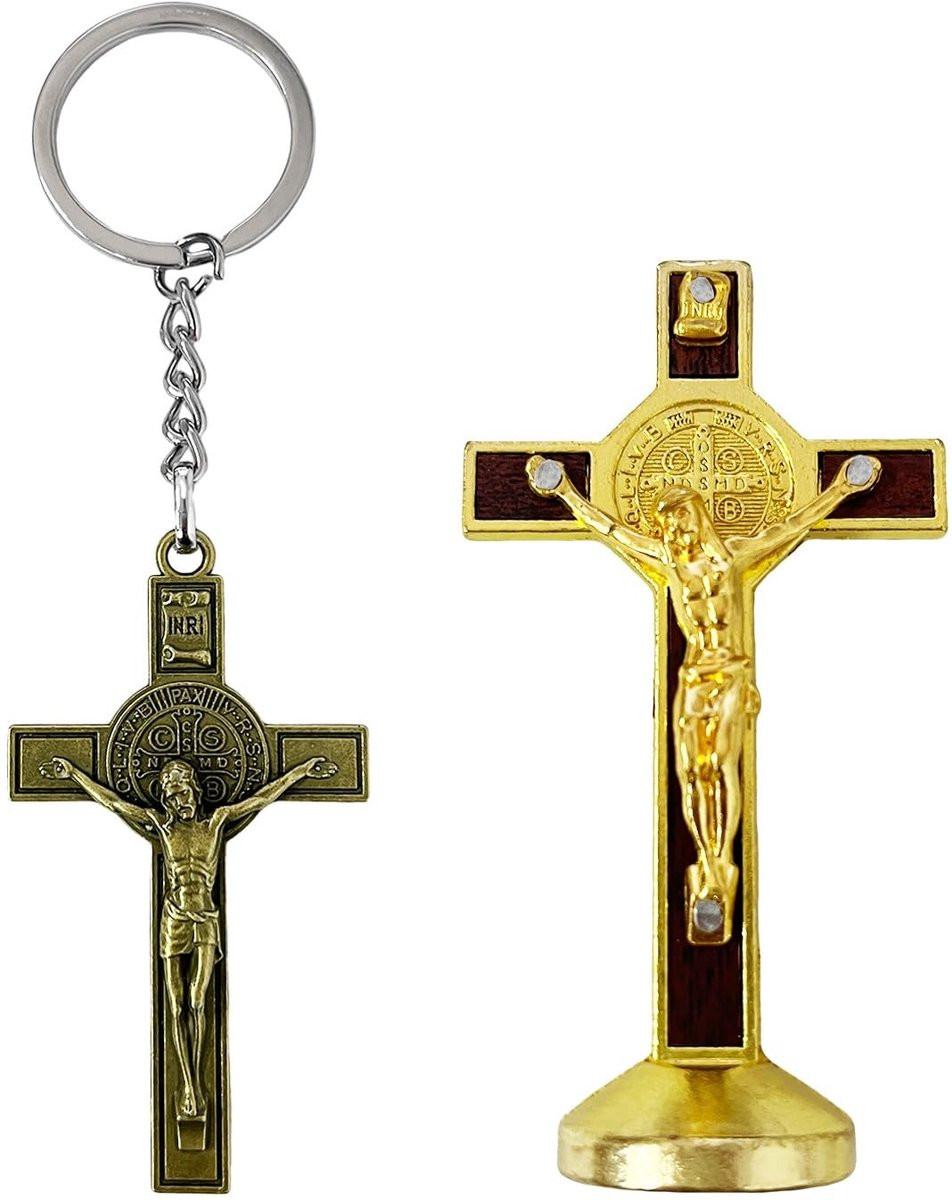 Allecto Cross Ornament Sleutelhanger met Crucifix Goudkleurig