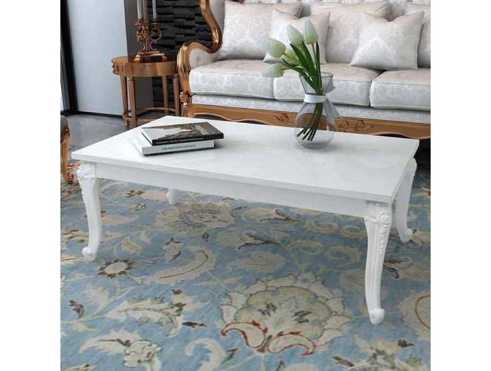 Table basse Blanc brillant laqué design moderne Table de salon 115x65x42 cm Séjour décoration maison