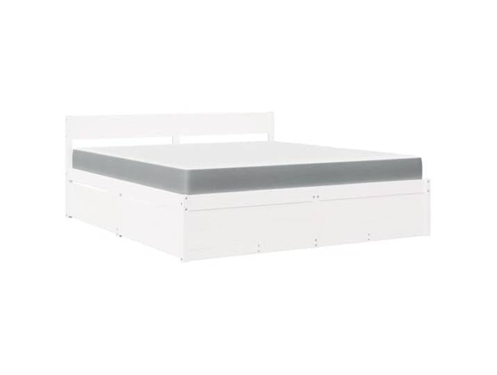 PUGYNBK Bett 180 x 200 cm, mit Schubladen und Taschenfederkernmatratze Massives Kiefernholz, atmungsaktiver Stoff, Lattenrost, integrierte Aufbewahrung