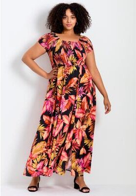 Plus Size Women's Raelynn Shirred Bodice Dress by Avenue in Palm Beach (Size 14)