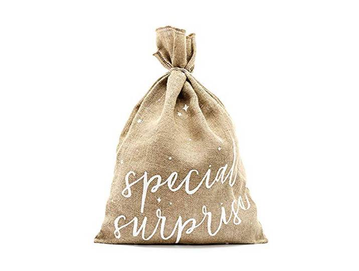 Geluk en geluk 'Special Surprise' Kerstmis Hessian Sack Gift Bag