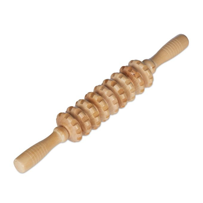 Relaxdays Massageroller van hout, bruin, B: 38,0 cm x D: 5,0 cm x H: 5,0 cm