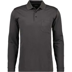 RAGMAN Herren Langarm-Poloshirt - Soft Knit Polo Knopf Langarm, Baumwollmischung, Knopfleiste, Easy Care Dunkelgrau / 5XL
