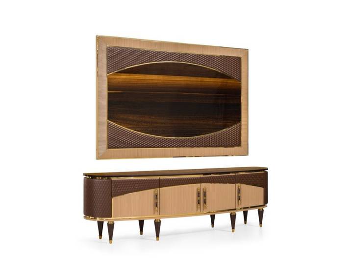 JVmoebel TV-Schrank Brauner Holz-TV-Schrank mit elegantem Finish und Stauraum (2-St., 1er Set)