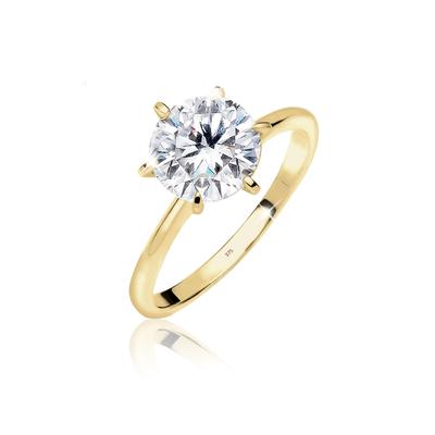 Silberring ELLI PREMIUM "Ring Verlobungsring Zirkonia Weiß 375 Gelbgold" Gr. 54, weiß, Fingerringe, Damen, 54, Gelbgold 375, Silberring