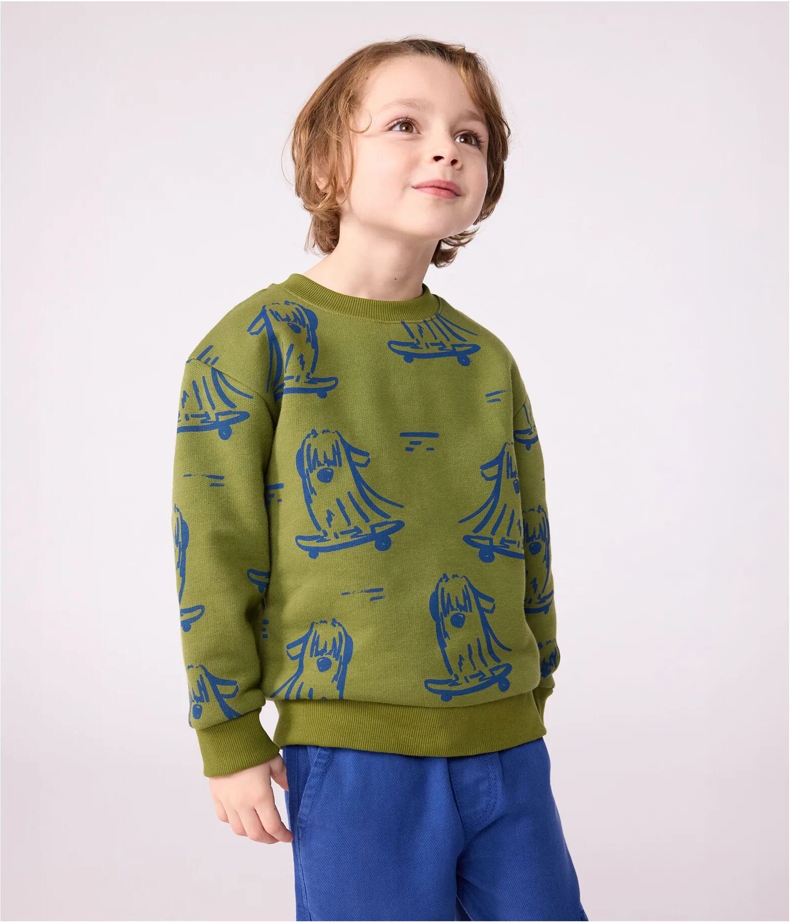 Petit Bateau Sweat Skates Vert 3 ans