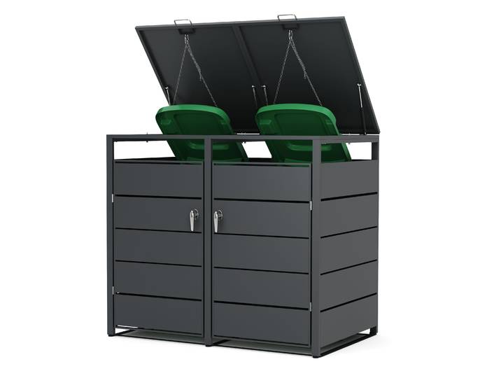 Mülltonnenbox Stahl 2 Fächer 480L anthrazit