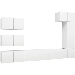 vidaXL 8-tlg. TV-Schrank-Set Weiß Holzwerkstoff
