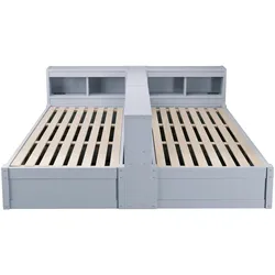 STILVORA Multifunktionsbett Holz/MDF Grau 90/180x200 cm mit LED, Steckdose, Stauraum