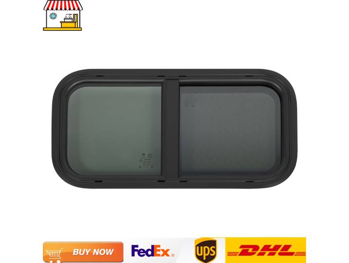 Fenêtre de caravane Fenêtre coulissante universelle en verre trempé pour camping-car et caravane 27,56*15,75 pouces