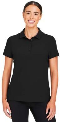 Devon & Jones DG110W Women's CrownLux Performance Windsor Welded Polo Shirt in Black size XS   75% nylon, 25% spandex warp knit