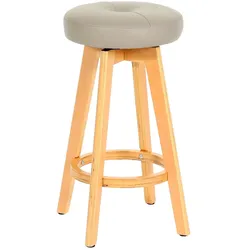 Mendler Barhocker Navan, Barstuhl Tresenhocker, Holz Kunstleder drehbar ~ taupe, helle Beine
