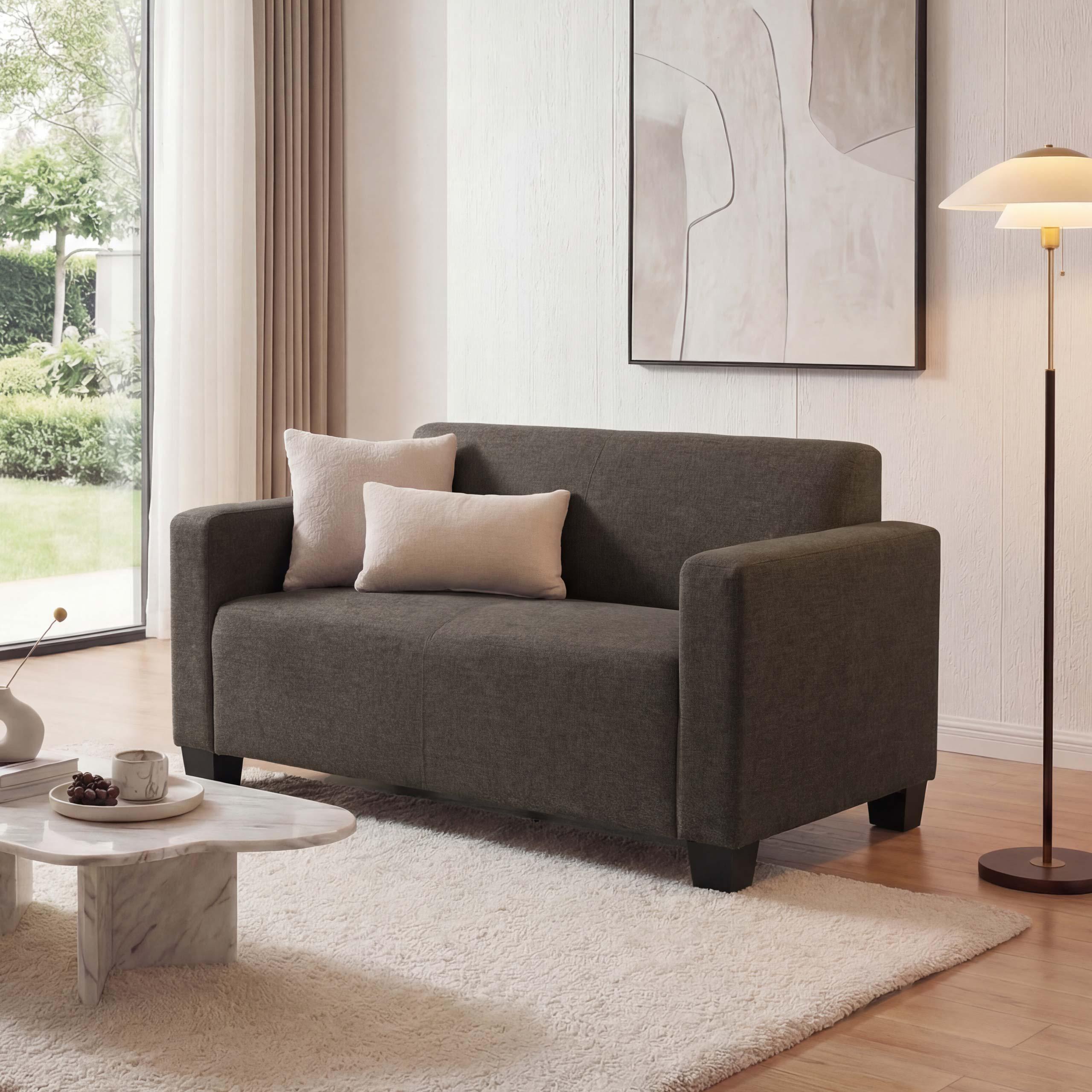 2er Sofa Couch Lyon Loungesofa Stoff/Textil braun