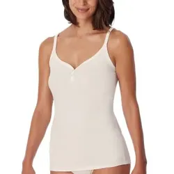 Schiesser Fine Rib Spaghetti Top Champagner Baumwolle Small Damen