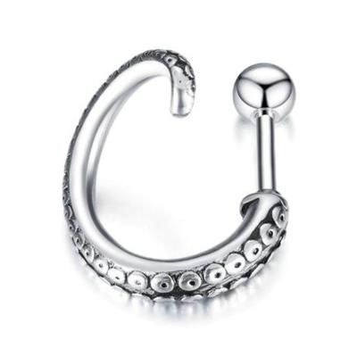 Single-Ohrstecker FIRETTI "Schmuck Geschenk Ohrschmuck einzeln Oktopus", schwarz (edelstahlfarben, schwarz), Ohrringe, Damen, 4mm, Edelstahl