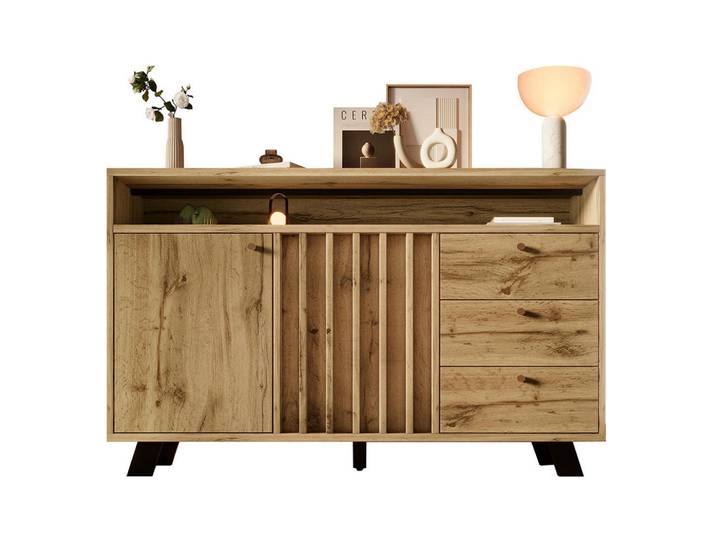 Komhtom Sideboard 120/40/85cm in Dunkle Eiche, Alteiche, Holz, Mode, 40x75x120 cm, Kleinmöbel, Kommoden, Sideboards