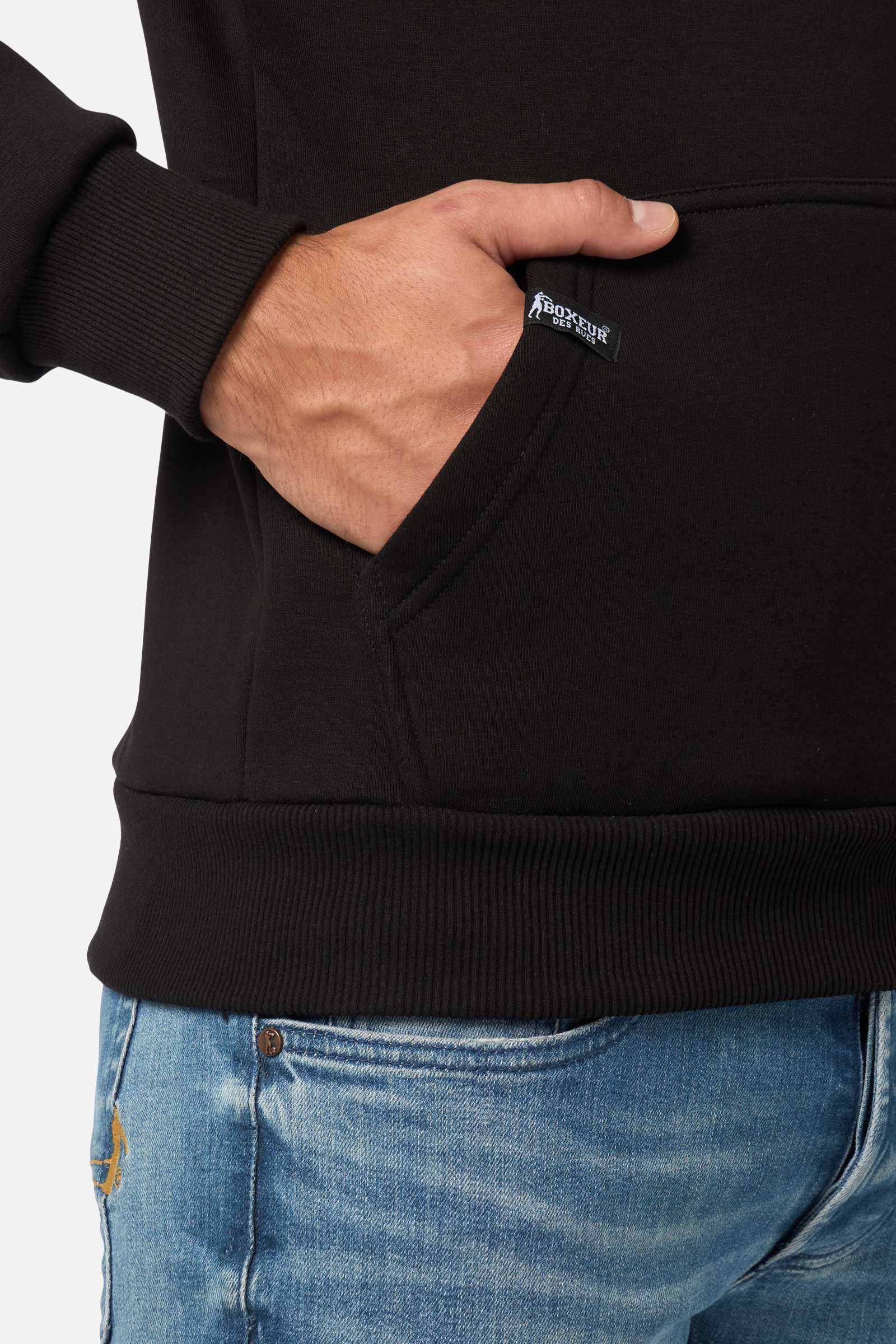 Kapuzenpullover BOXEUR DES RUES "BOXEUR DES RUES Kapuzenpullover Hoodie Sweatshirt", Herren, Gr. L, schwarz, Obermaterial: 70% Baumwolle CO. 30% Polyester PES., Pullover Kapuzenpullover schwarz L