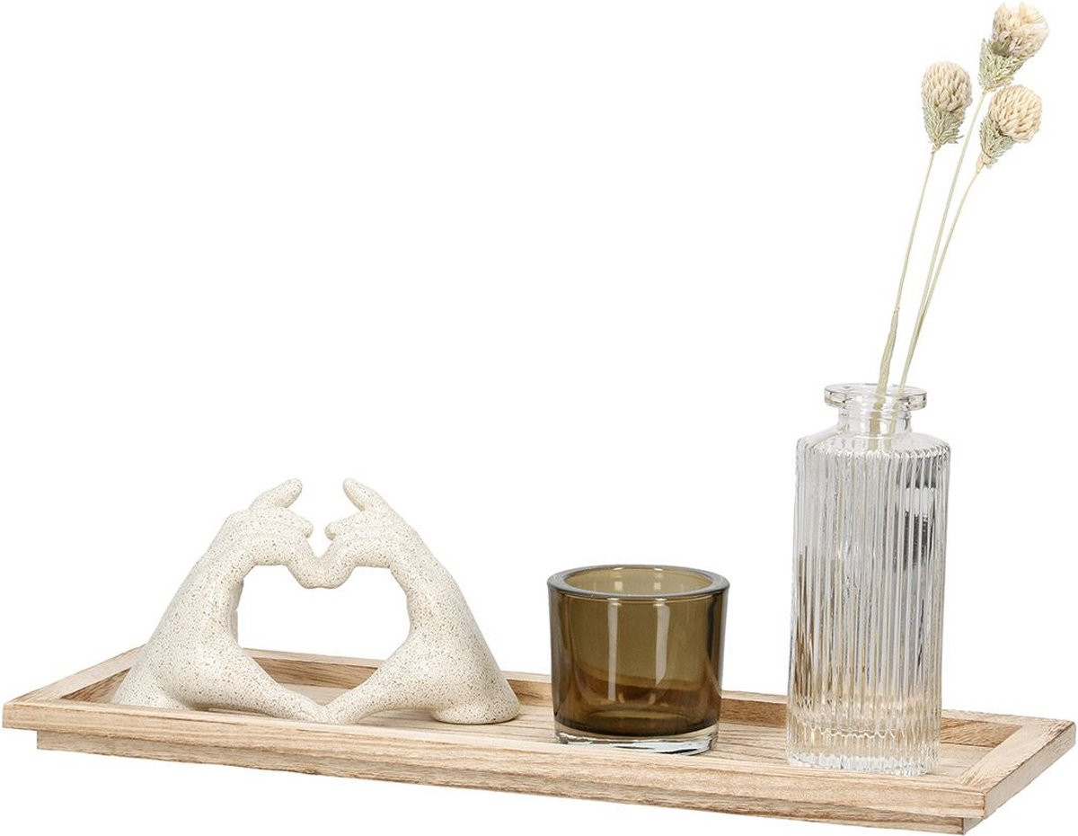 Gilde Handwerk Decoratieve Set 4-delig met Love Sign, Waxine, Vaasje en Plateau