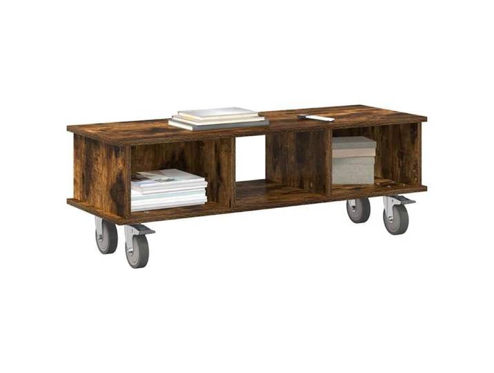 CHIC Marron Meuble TV Moderne - ZENCORE - MEUBLE DE SEJOUR - Cabinet TV - Chêne fumé 100x35x35cm - Bois d'ingénierie 7766