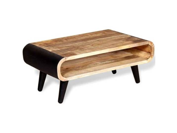 HEFZGDB Couchtisch aus rauem Mangoholz 90x55x39 cm Industrie-Stil Vintage mit offenem Fach als Kaffeetisch oder Lowboard handgefertigt Robustes Holz Möbelstück