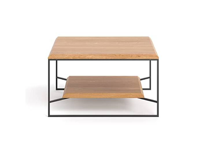 Danzz Quadratischer Mesa-Couchtisch mit Ablage, Kleiner Couchtisch, Tisch aus Massivholz im loftartigen Stil, 80x80 cm
