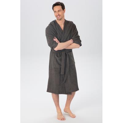Unisex-Bademantel OTTO HOME "Sanremo, ideal für Sauna & Spa, Hotelbademantel, Morgenmantel" Gr. XL, grau (anthrazit), L:125cm, Baumwolle, Hausmäntel, mit Taschen, Damen & Herren Bademäntel, S-3XL