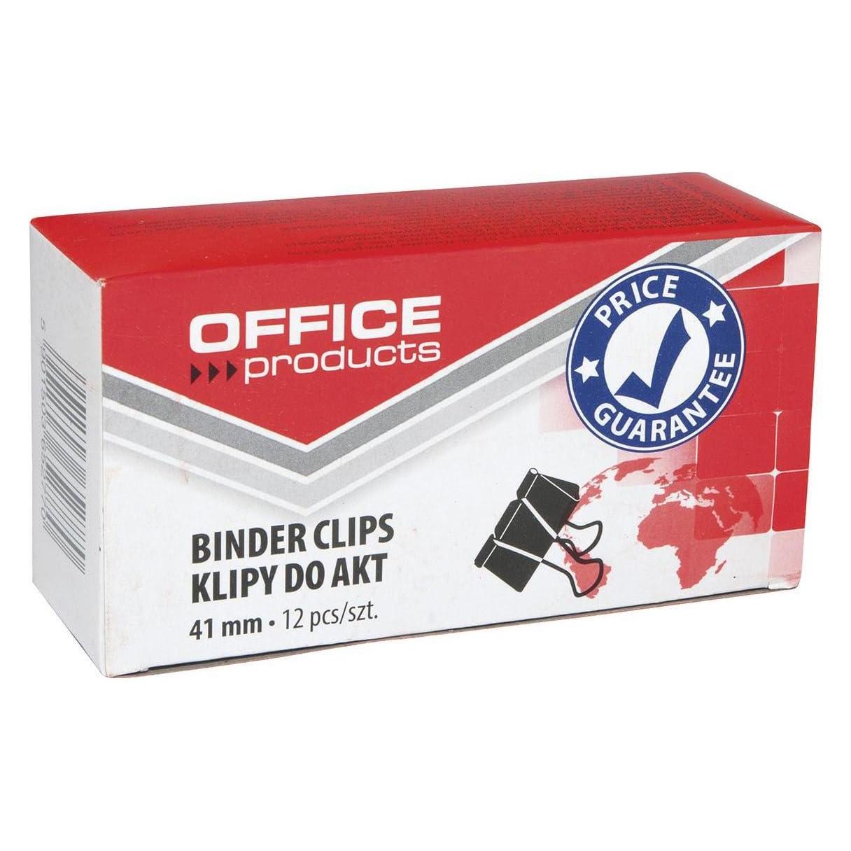 Office Products Papierklammern mit federverschluss, 41mm, 12 stück, schwarz (12x) (41378702)