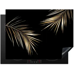 HERDABDECKPLATTE Blätter - Pflanzen - Gold - Schwarz - Luxus Herdabdeckung Induktionsfeld 70x52 cm
