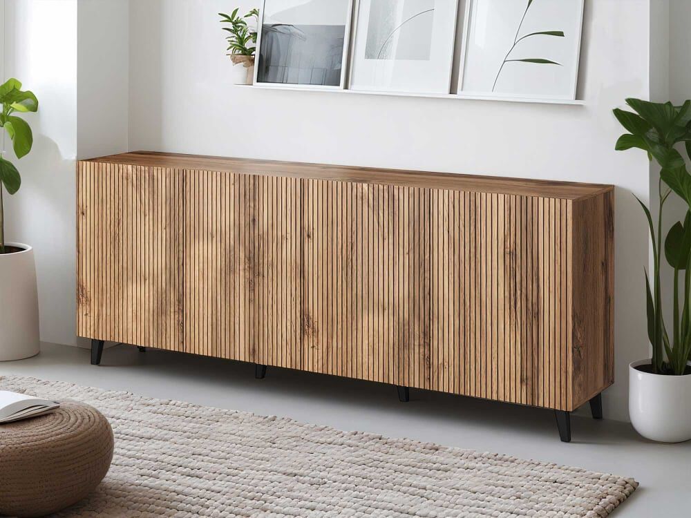 Best Mobilier Buffet bas 4 portes effet bois 200 cm marron Marron 200x82x40cm