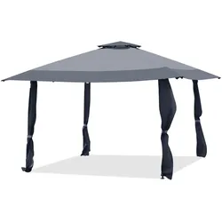 COSTWAY Pavillon 4x4m, Pop-up, Doppeldach, Tasche & Rollen, wasserdicht, stabil, UV 50+, Grau
