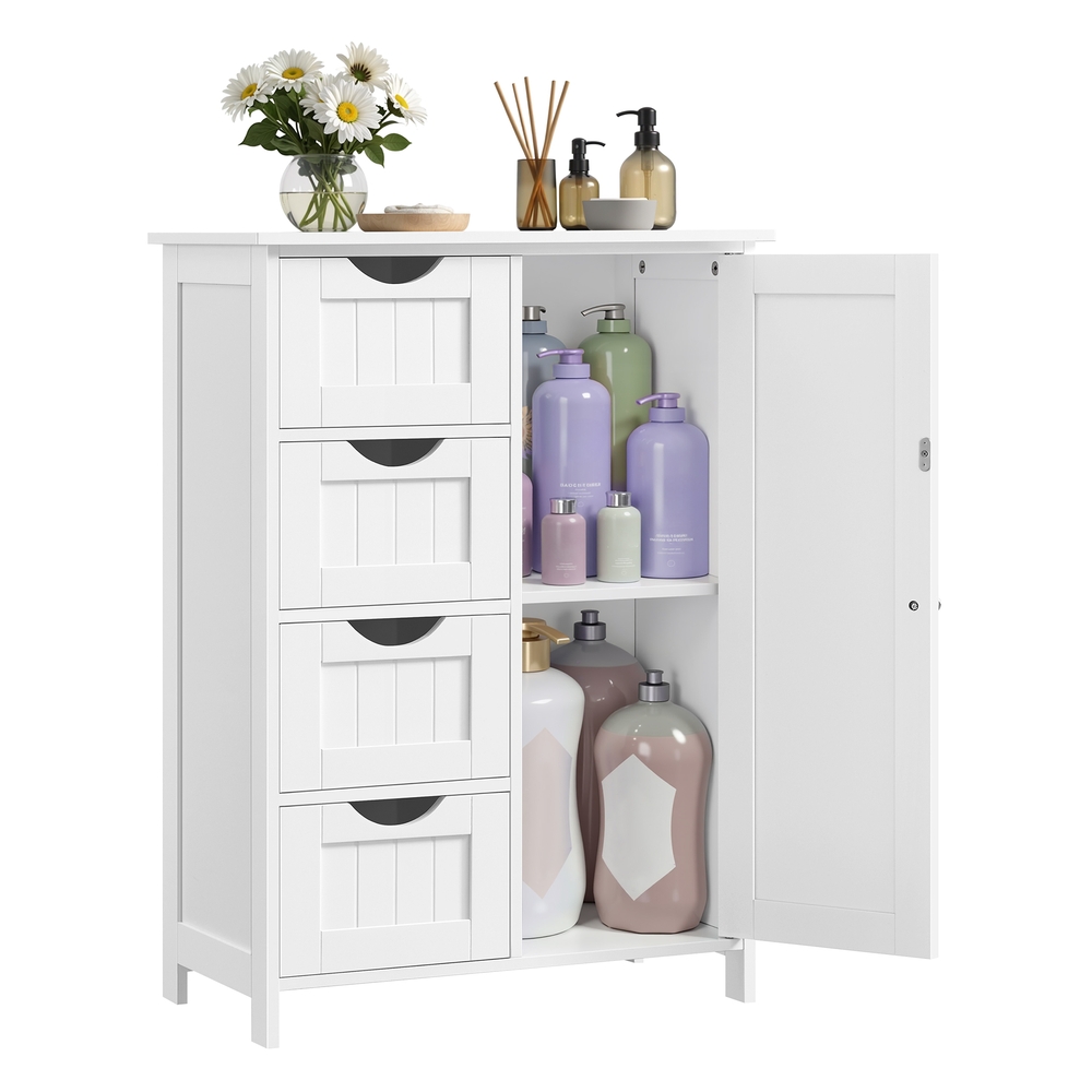 VASAGLE Schmaler Badschrank mit 4 Schubladen wolkenweiß B34LHC042W01