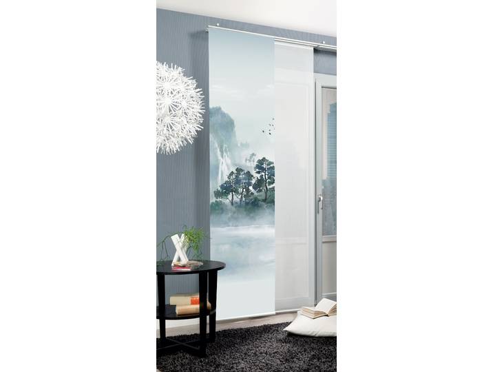 Schiebegardine HOME WOHNIDEEN VITNAM LINKS Gr. 1, grün, B:60cm H:245cm, Polyester, Gardinen, Schiebegardine, Schiebewand Seidenoptik, Digitaldruck