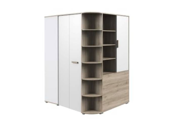 Kleiderschrank Cariba Eiche San Remo und Weiß begehbar
