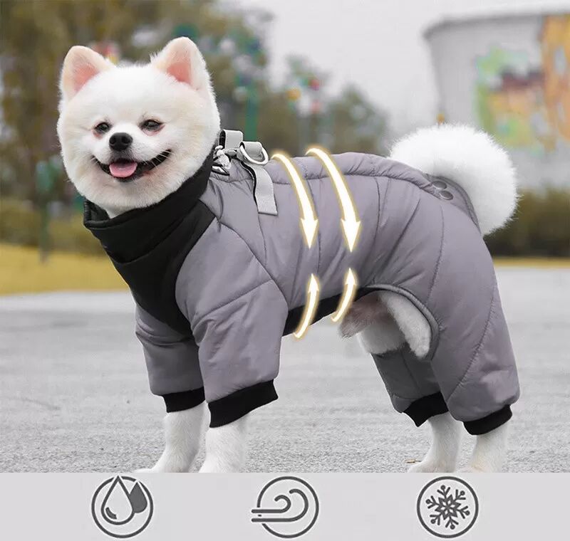 INF Grauer Hundemantel, warm und wasserabweisend S